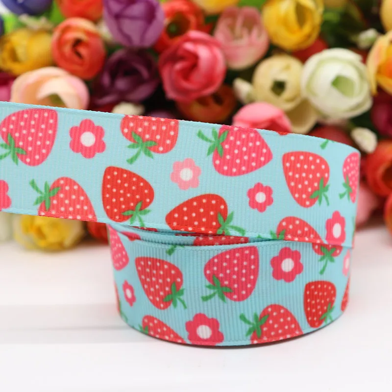 Grosgrain Ribbon Strawberry Cake Printed Ribbon 5 Yards 1" 25MM For Hair Bows DIY Crafts Handmade Accessories M19070902 ribbon decoration ribbon supplies grosgrain ribbon