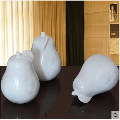 White Ceramic Pear Fruit Home Decor Crafts Room Decoration Kawaii White Ceramic Pear Fruit Home Decor Crafts Room Decoration Kawaii Ornament Porcelain Figurines Christmas Articles Decorations In Miniatures From
