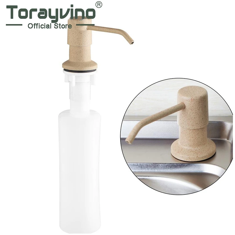 

Torayvino Kitchen Sink Soap Dispenser Deck Mounted Brand Replacement Sink Detergent Bottle Head ABS Bottle Deck Mount
