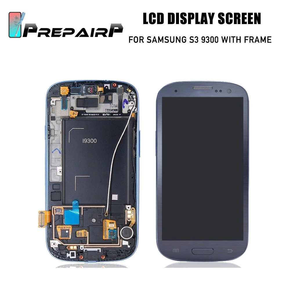 ЖК экран для замены с цифровым преобразователем сенсорный Samsung S3 9300 рамкой