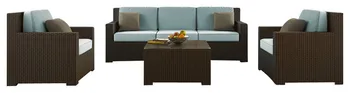 

4 Piece Outdoor Wicker Sofa Set, Chocolate Wicker and Spa Cushions