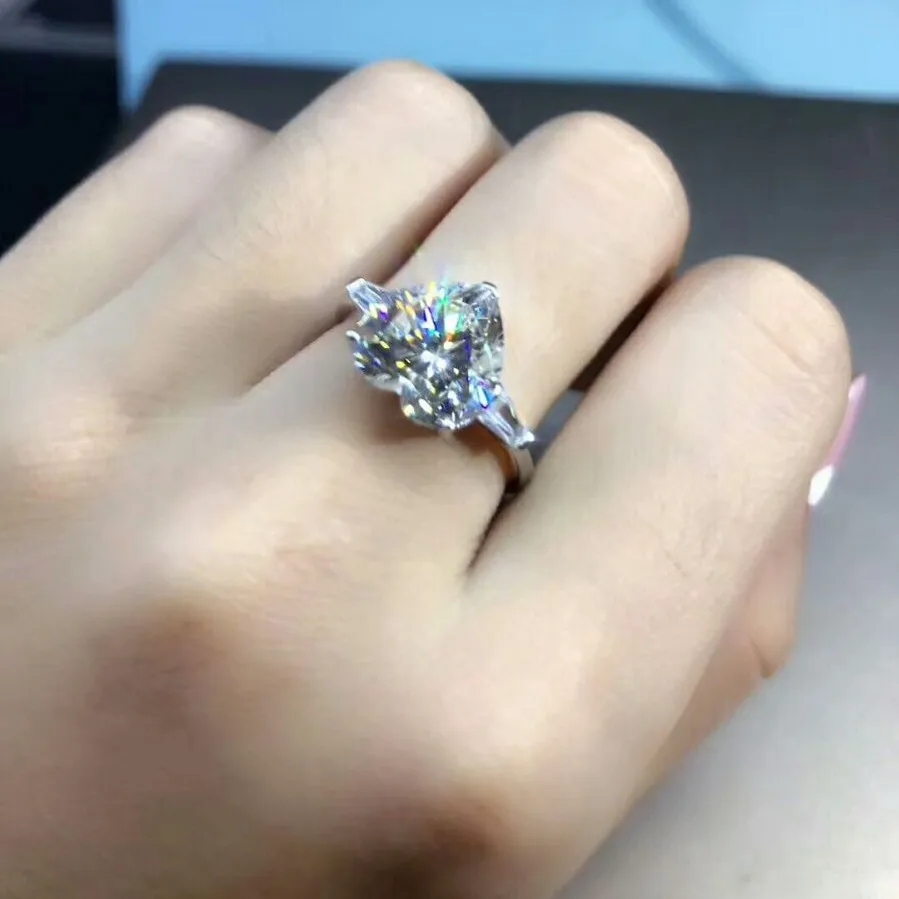 2018 кольцо ручной работы в форме сердца для влюбленных 3ct AAAAA Циркон cz серебряный