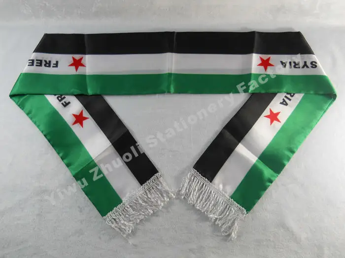 Фабричная поставка, шток, шарф с принтом, атласный шарф, бесплатно, сирийский флаг, шарфы 120X12 см