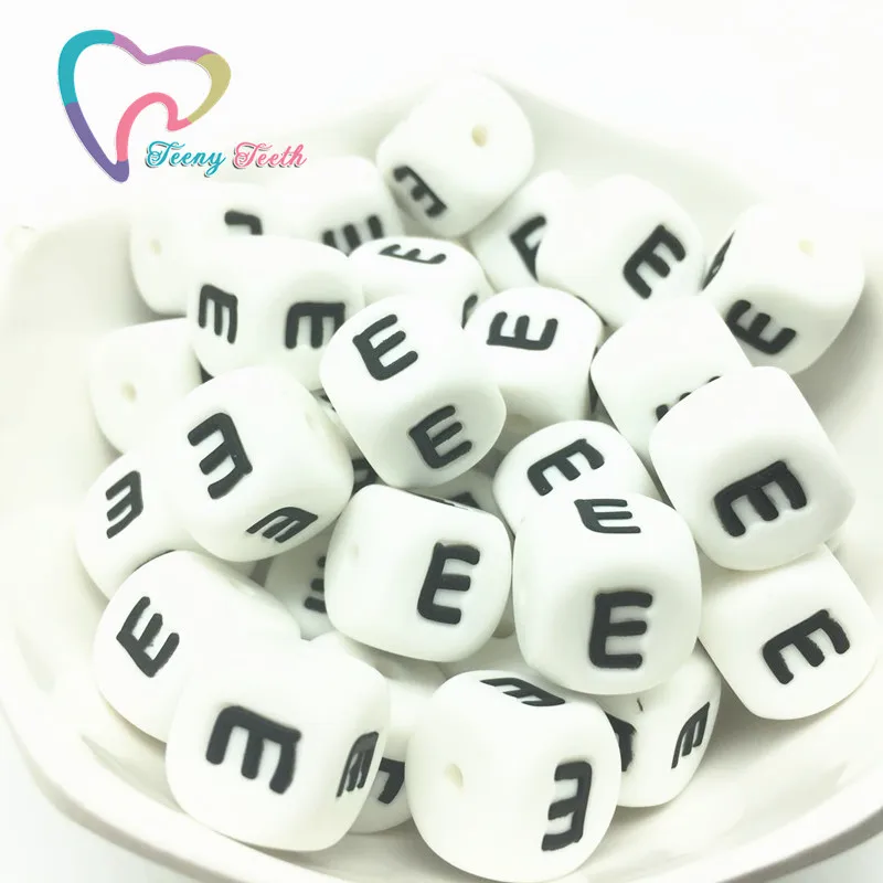

Teeny Teeth 10PCS BPA Free Letter E Baby Teething Beads Silicone Beads Baby For Bracelet Babies Chewing Jewelry Teether Necklace