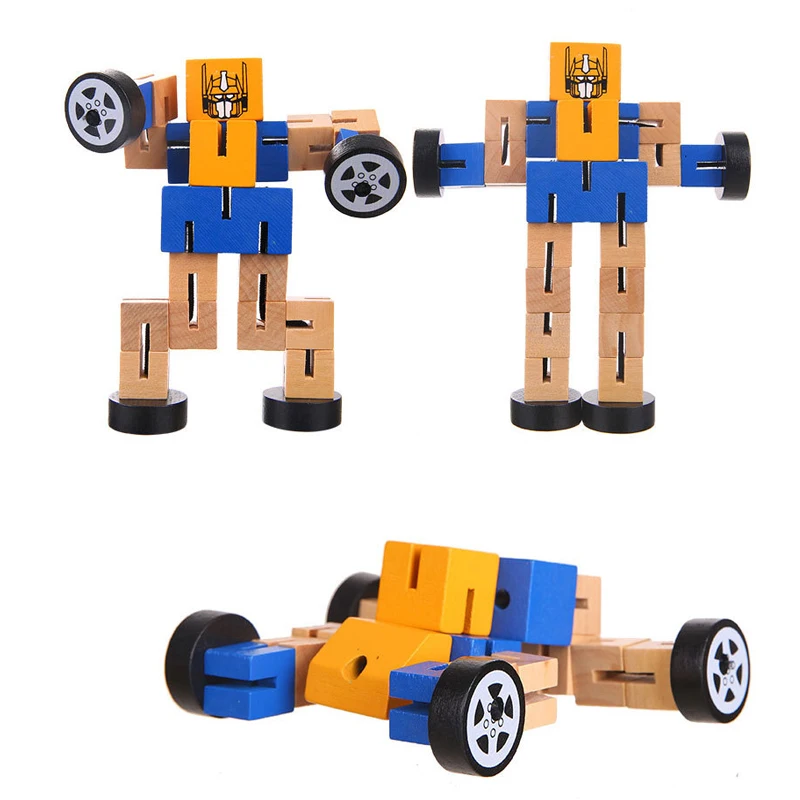 

Fun Wooden Deformation Toys Wooden Car Deformation Robot Three Forms To Develop Children Brain Education Toys Montessori Toys