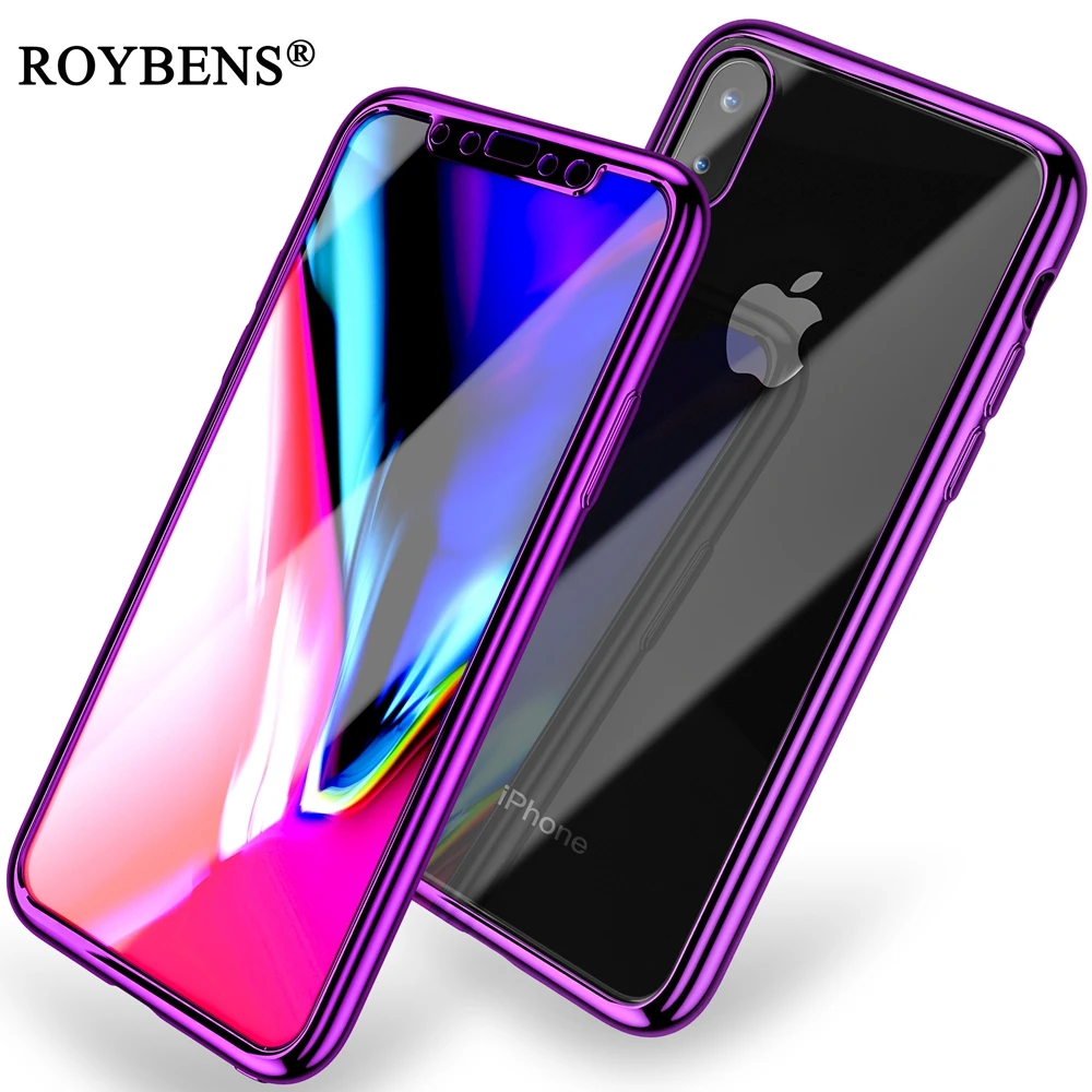 Luxury Soft 360 Degree Full Protection Case For iPhone X Transparent Silicone Plating Cover 10 6 6S 7 8 Plus |
