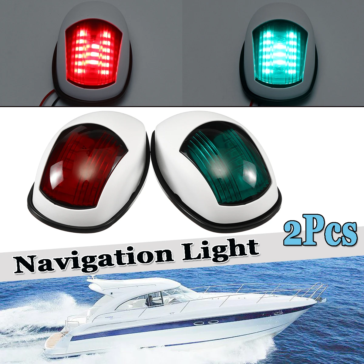 port//starboard Marine//Boat//Yacht LED Navigation Lights Black Housing