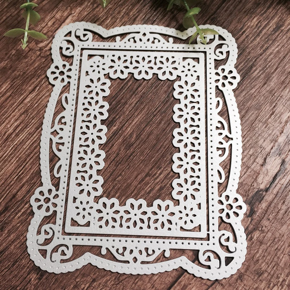 

Rectangular Border Metal Cutting Dies Stencil 13.7x10.7cm for Scrapbooking Decorative Die Cut Craft Embossing Card Make Template