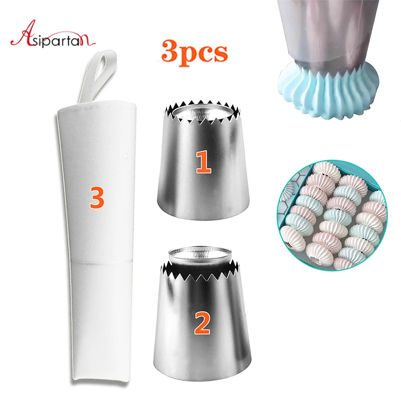 

Asipartan 3pcs/set Ring Cookies Mold Icing Piping Nozzles+Pastry Bags Biscuit Ice Cream Pastry Tips Cake Mold Decorating Tools