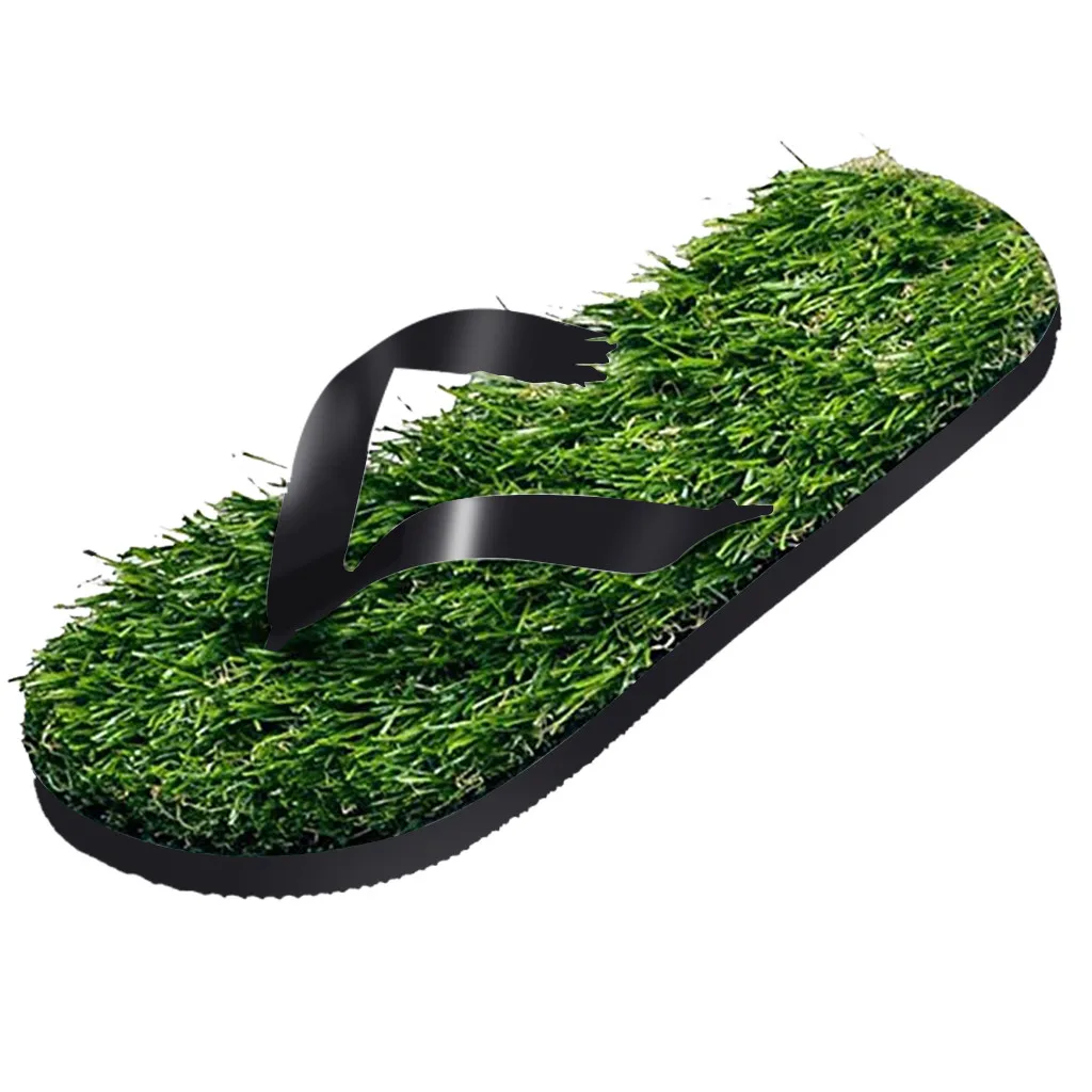 Мужские и женские Вьетнамки с лужайкой; коллекция года; модные летние тапочки травяные парные модели; обувь для пляжного отдыха для мужчин - Цвет: Черный