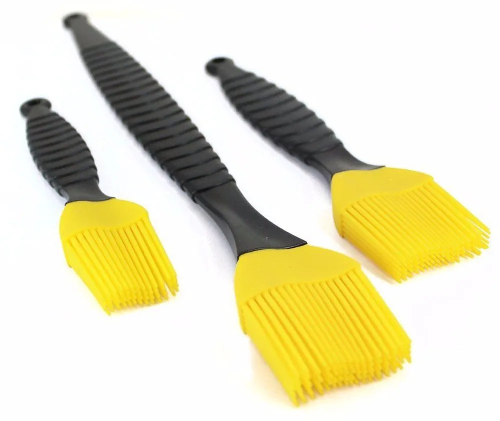 Silicone Basting Brushes (Yellow, Set of 3) high quality silicone Easy to handle Basting Brushes