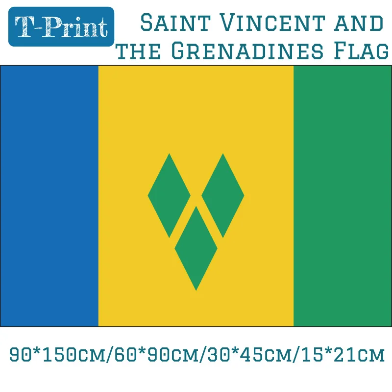 

60*90cm/90*150cm/40*60cm Flying Hanging Flag Saint Vincent And The Grenadines Flag 15*21cm Hand Flag 3ft*5ft For Sports games