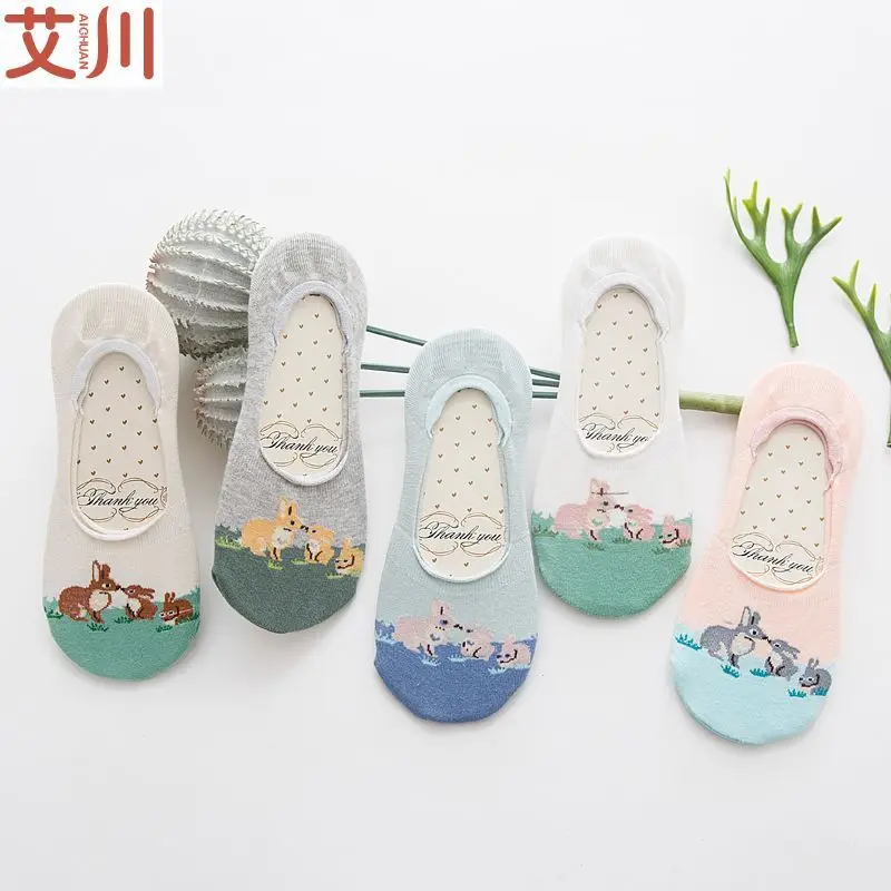 

Anime Peter Rabbit sock green pink funny novelty spring summer personalized comfortable women cartoon cotton sock Calcetines