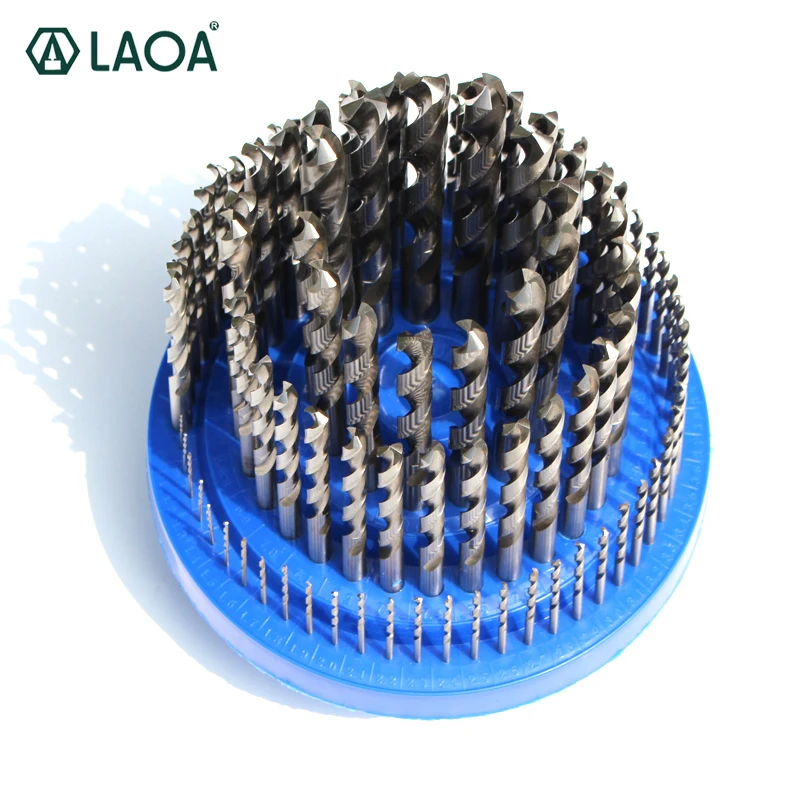 LAOA 100 Drills High Speed Steel Whole Grinding Twist Drill Bits Set Spiral Drills Drilling on Cu Steel Plastic Cast Iron Al Etc