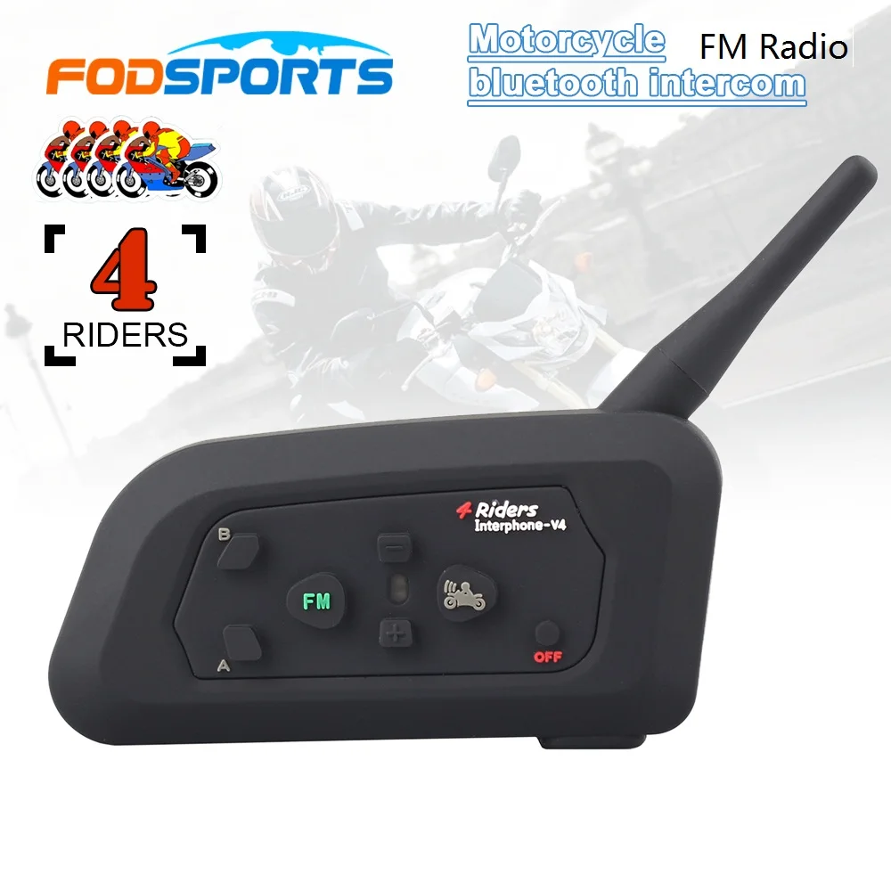 2017 Fodsports V4 Motorcycle Helmet Bluetooth Headset Intercom 4 Riders 1200M Wireless Intercomunicador BT Interphone FM Radio 2017 Fodsports V4 Motorcycle Helmet Bluetooth Headset Intercom 4 Riders 1200M Wireless Intercomunicador BT Interphone FM Radio