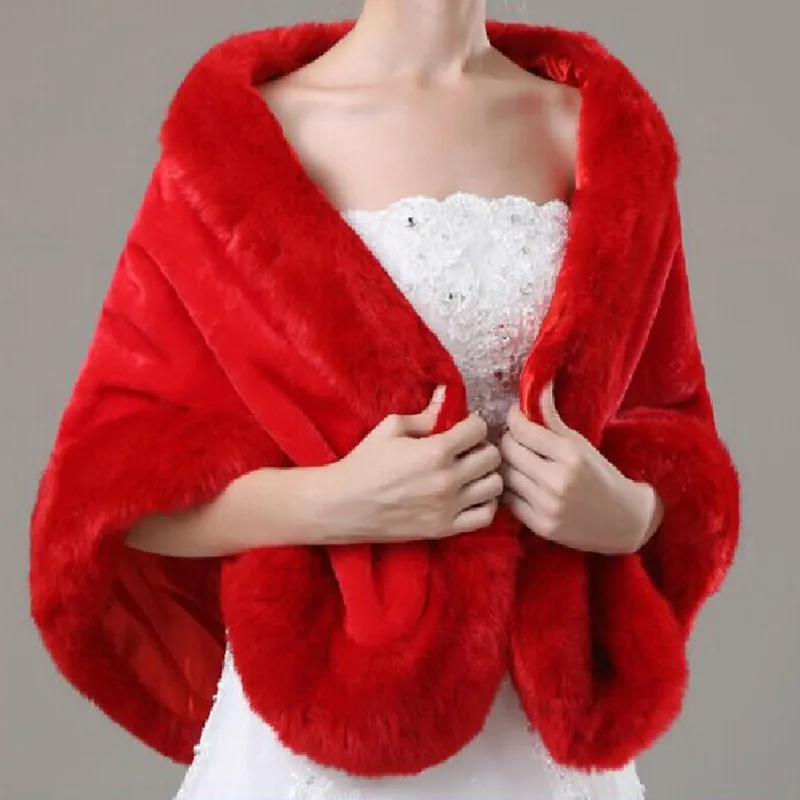 

Wedding Fur Bolero Outwear Accessories Faux fur Bridal Jacket Cape Winter Formal Party Shawl Wrap