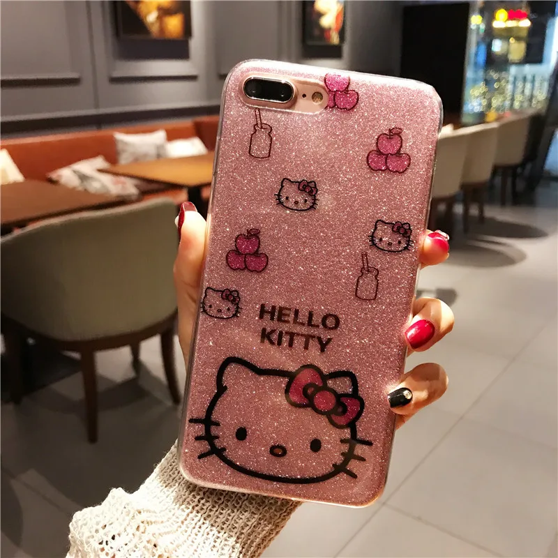 Для iPhone 11 Pro Max 6 7 8 милый мультяшный hello kitty чехол для телефона для iPhone X XS Max XR 360 Защитная жесткая задняя крышка+ KT Flim