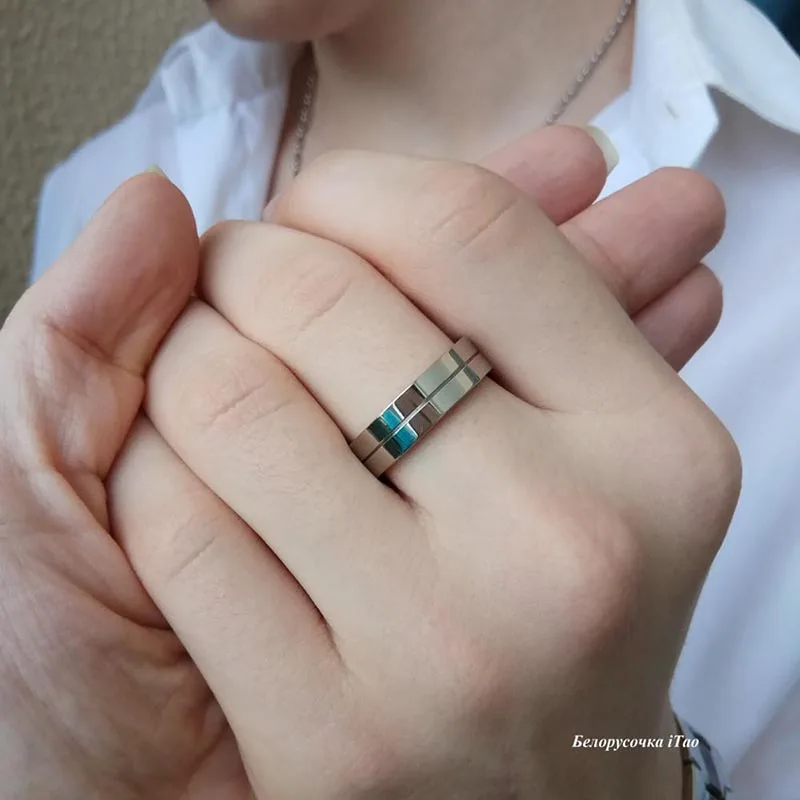 KISS MANDY Women Men Wedding Stainless Steel Sliver Zircon Stone Rings Couple Ring For Lovers Bridal Engagement Jewelry KR213