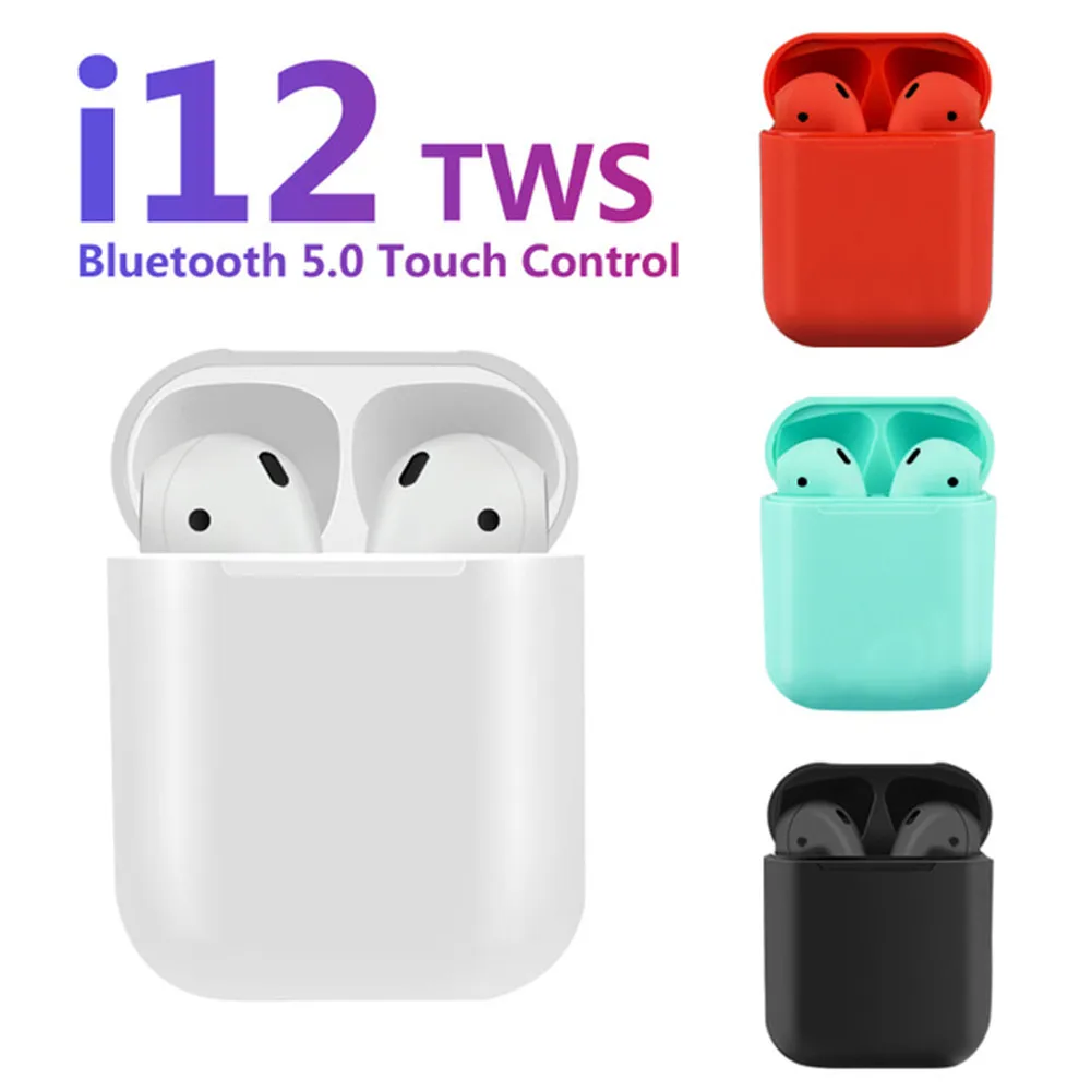 

i12 TWS Wireless Bluetooth 5.0 Earphone Touch Control Earbuds 3D Stereo Headset with charging case For Mobile Phone