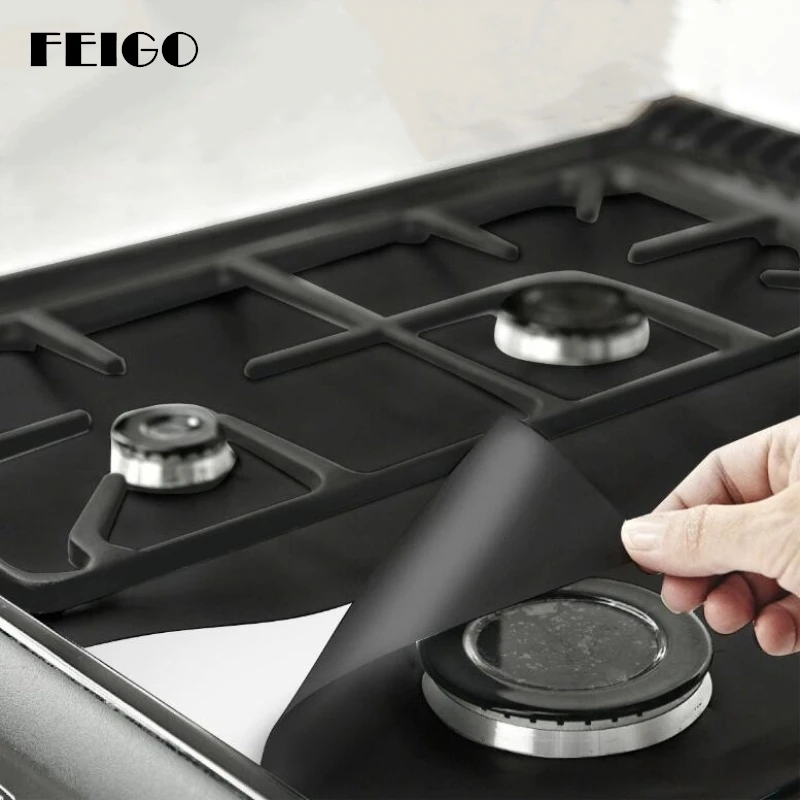 

FEIGO Kitchen 0.12mm-0.3mm Thick Gas Stove Cooker Protectors Cover liner Clean Mat Pad Kitchen Gas Stove Stovetop Protector F89