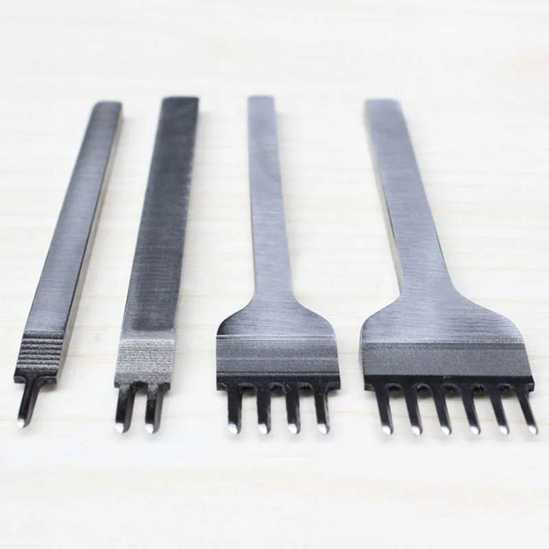 

4pcs 5mm Leather Tools Leather Hole Punches Stitching Punch Tool 1+2+4+6 Prong Leather Stitching Tools Craft Tools