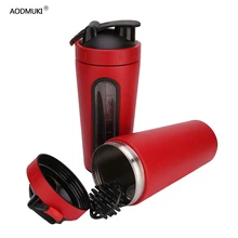 AODMUKI 700 мл шейкер из нержавеющей стали бутылка с шарик с венчиком сыворотка протеин воды Герметичная Бутылка тренажерный зал смеситель спортивный шейкер с Win