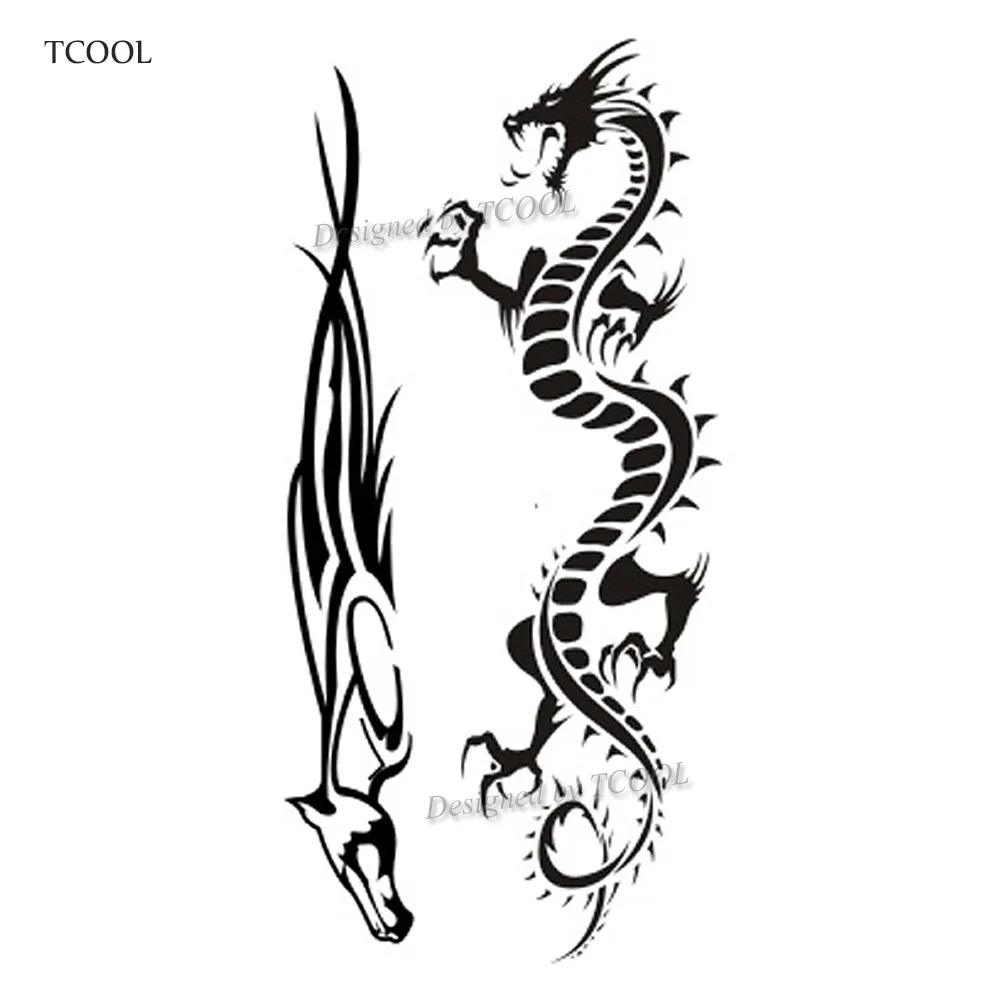 

HXMAN Dragon Women Temporary Tattoo Sticker Tattoos for Waterproof Men Fashion Body Art Kids Hand Fake Tatoo 10.5X6cm A-230