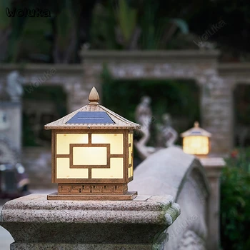 

Waterproof lamp 25/35/45cm LED solar outdoor home door garden light with remote Bronze wall headlight villa column KST CD05 W01