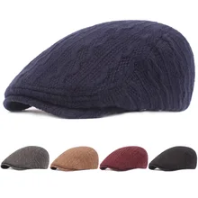 Мужской зимний теплый вязаный берет Кепка Регулируемая Повседневная для вождения Гольф Газетчик шляпа CSHAT0555