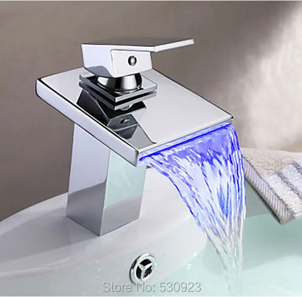 Newly Thermochromic Multi-color LED Faucet Bathroom Basin Sink Faucet Chrome Polished Mixer Tap Single Handle Deck Mounted