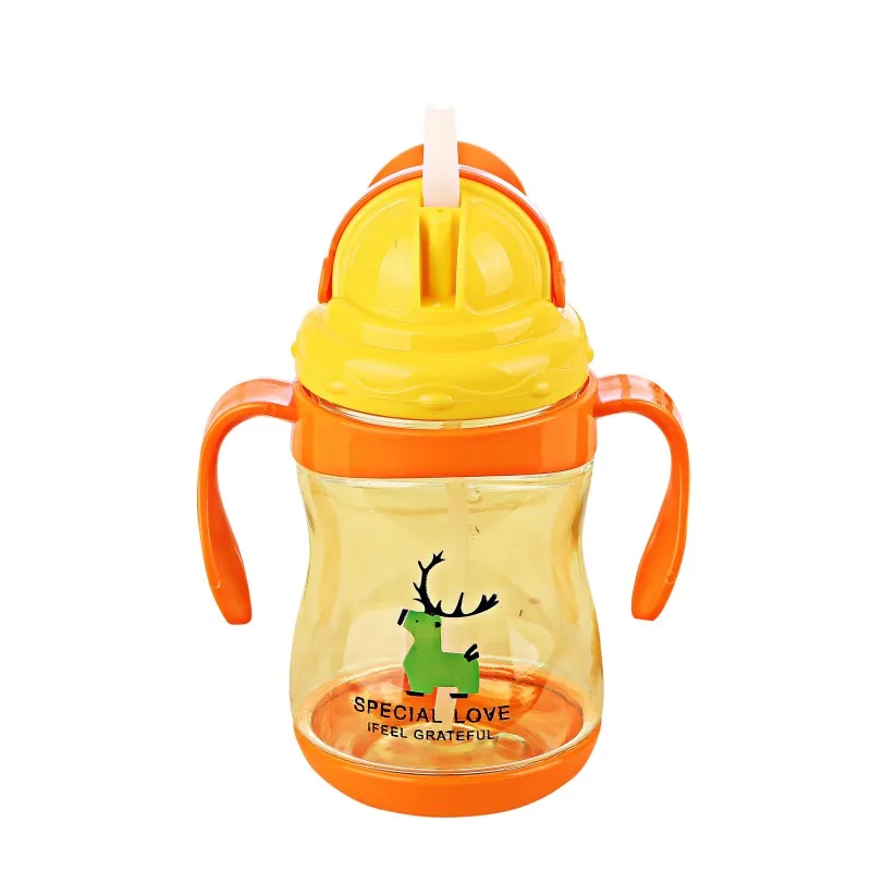

Portable Baby Children Drink Bottle Drinking Straw Spout Cup With Handles