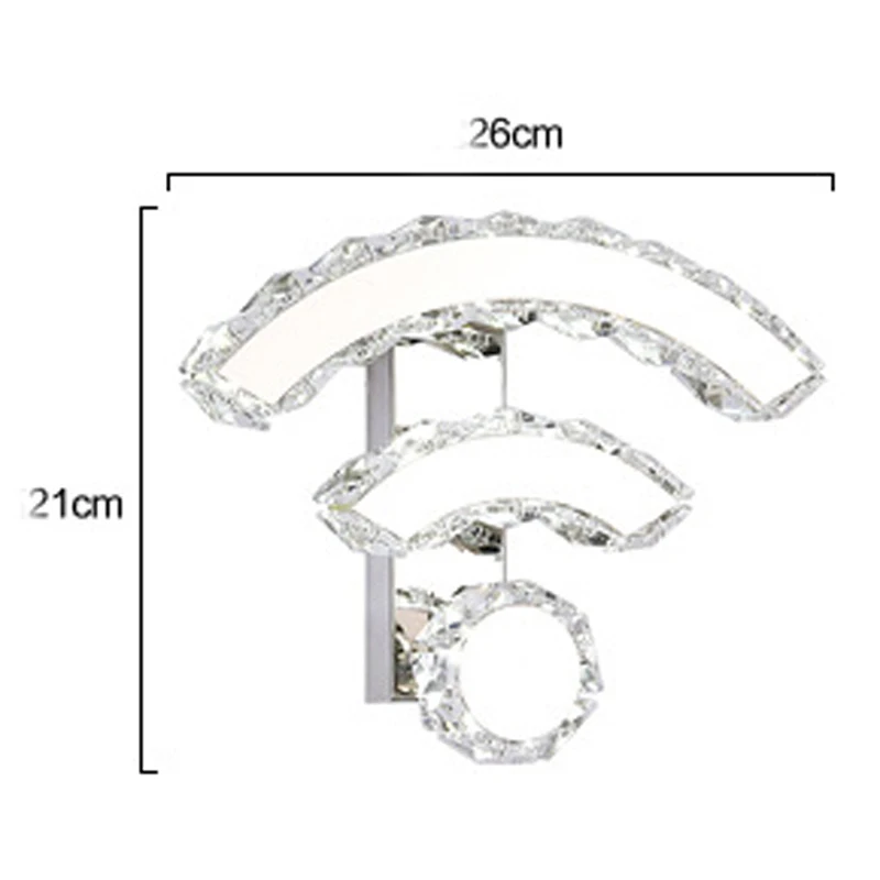 Креативный светодиодный хрустальный настенный светильник в форме Wi-Fi, минималистичный прикроватный светильник, индивидуальный светильник для коридора, светильник s