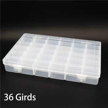 

36 Compartment Storage Big Box Adjustable transparent Plastic Case for Charms Bead Rings Display Organizer Jewelry