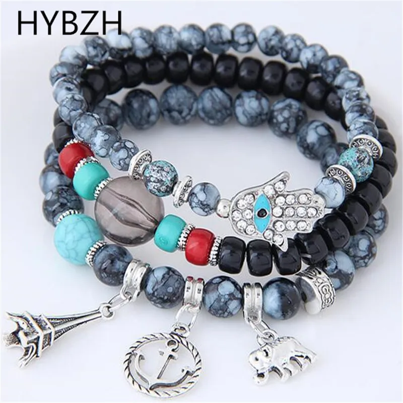 Hybzh Браслеты для Для женщин Многоэлементная сплава бисером Bijoux Femme Jewelry Прямая