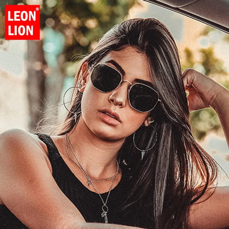

LeonLion 2019 Fashion Square Women Sunglasses Retro Hexagon Mirror Metal Sun Glasses Vintage Brand Lentes De Sol Mujer UV400