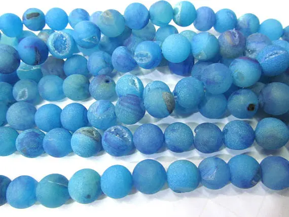 

wholesale bulk agate bead round ball crystal rock matt crab teal blue mixed jewelry spacer 12mm --5strands 16inch