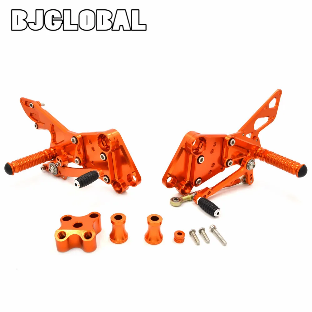 

BJGLOBAL CNC Billet Racing Adjustable Rearset Foot Pegs Rear Set Foorrest Pedal For KTM Duke 390 2013-2017 Duke 125 200 All year