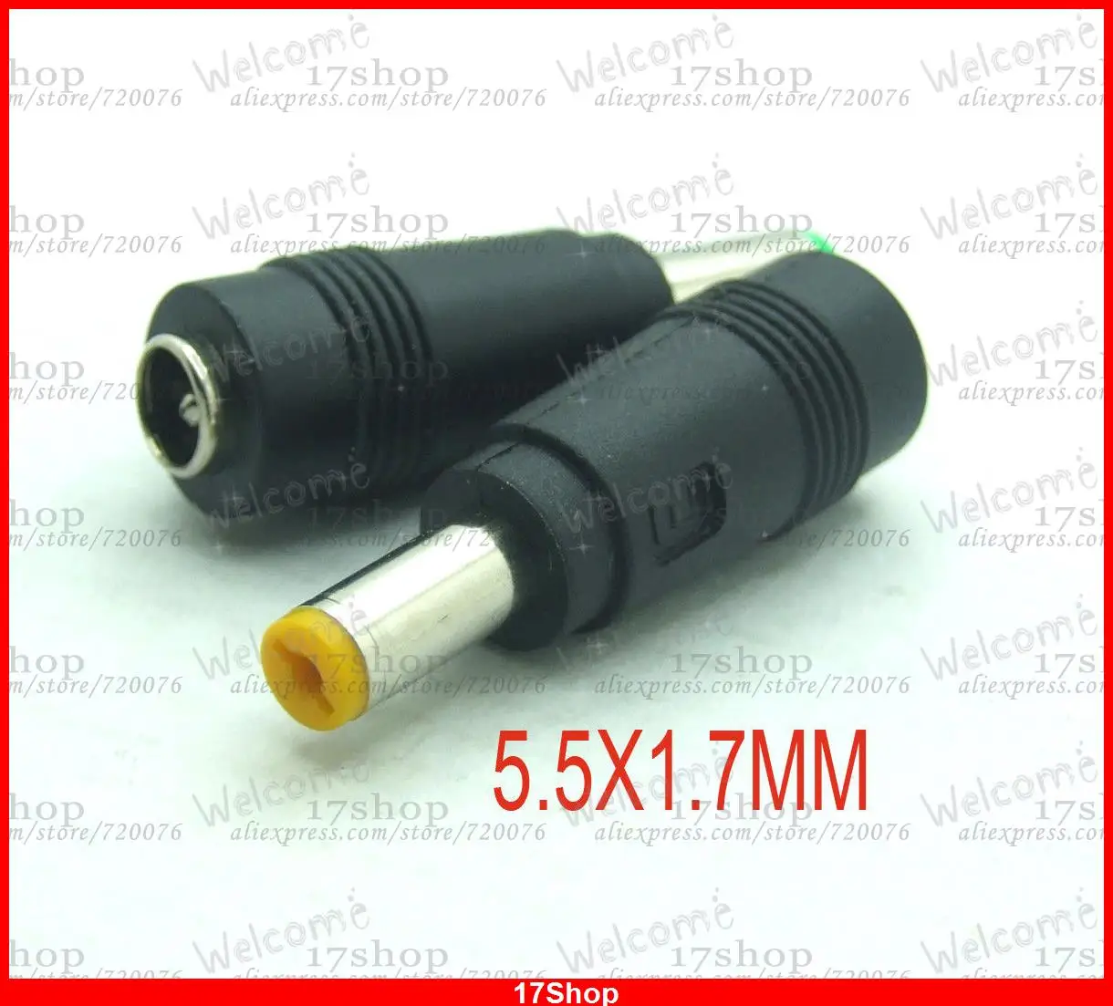 

10PCS DC 5.5 X 2.1mm Female JACK TO 5.5 X 1.7mm DC Male plug for Power Charger