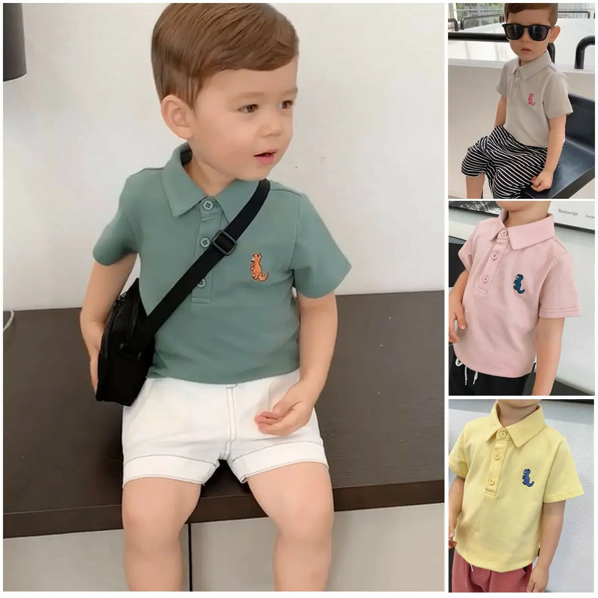 

2019 Fashion Style Toddler Boys T-shirt Summer Short Sleeve Kids Boys Gentleman Cotton Print Cotton Shirts Tops