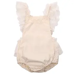 Одежда для новорожденных девочек и малышей без рукавов Кружево рюшами боди комбинезон дети, летняя одежда