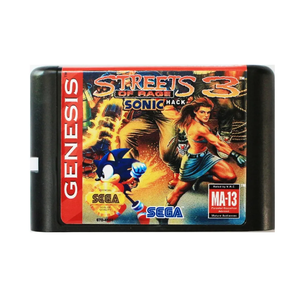 Игровая карта Street Of Rage III Sonic Hack 16 bit MD для Sega Mega Drive SEGA Genesis|streets of rage|md gamemd card |