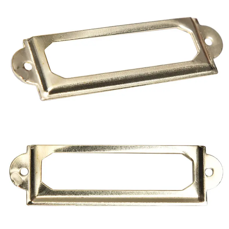 10Pcs Label Holder Metal Furniture Cabinet Drawer Box Case Bin Pull Frame Handle File Name Card Holder Iron Label Holders