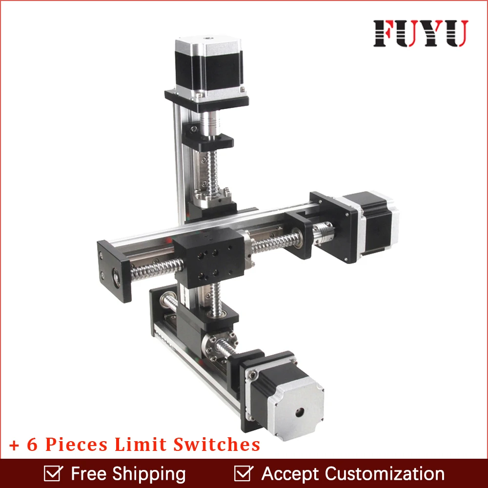 Free shipping linear rail guide ball screw with motor driven Y axis 300mm diy x y z axis router for cutting machine