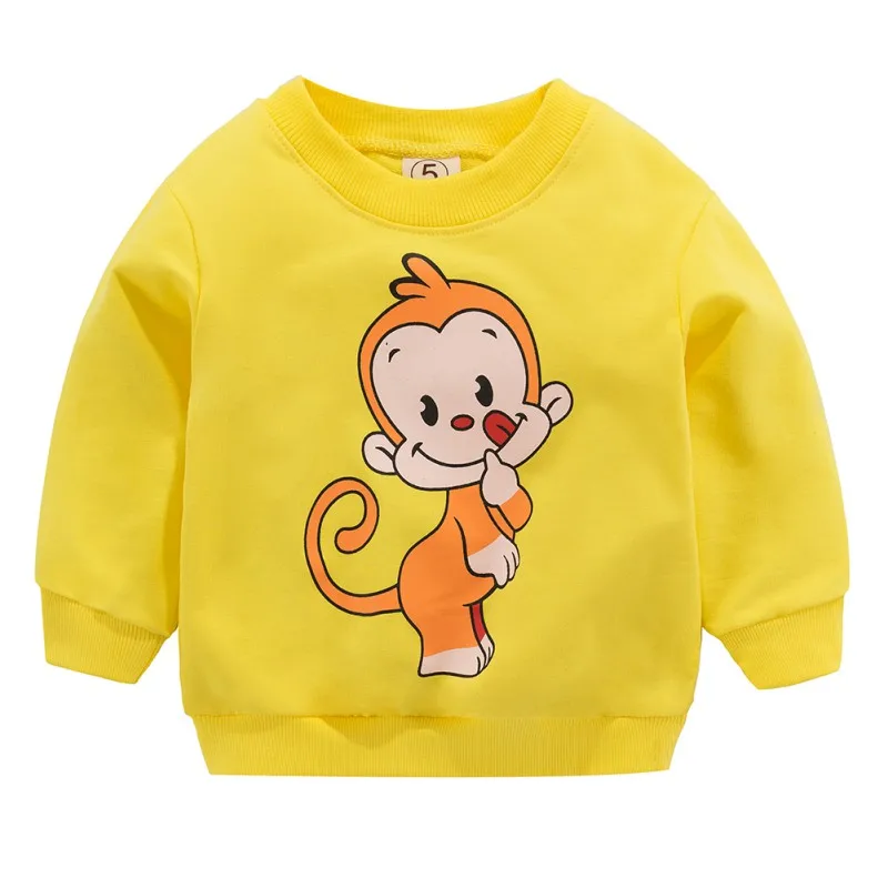 Милые свитшоты для малышей; Детские рубашки на весну-осень; желтые топы с длинными рукавами и рисунком обезьяны для маленьких мальчиков и девочек; детская одежда; 0-3Y - Цвет: y