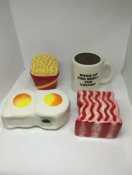 

2pcs Creative ceramic fries seasoning bottle funny gift barbecue pepper bottle porcelain home decoration container seasoning box