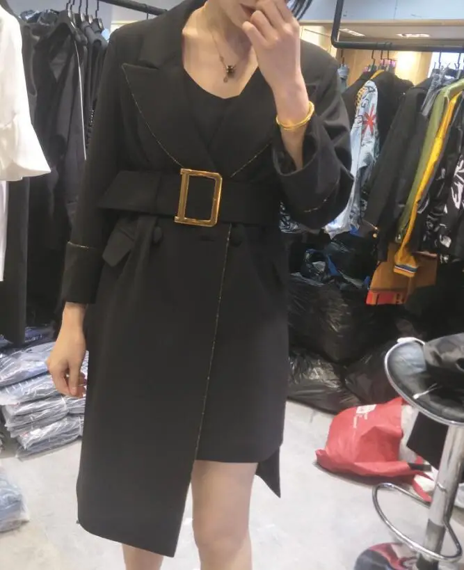 

DEAT 2019 Autumn New Irregular Suit Female Korean Version Of Temperament Section Waist Slim Suit Jacket Small Suit Female