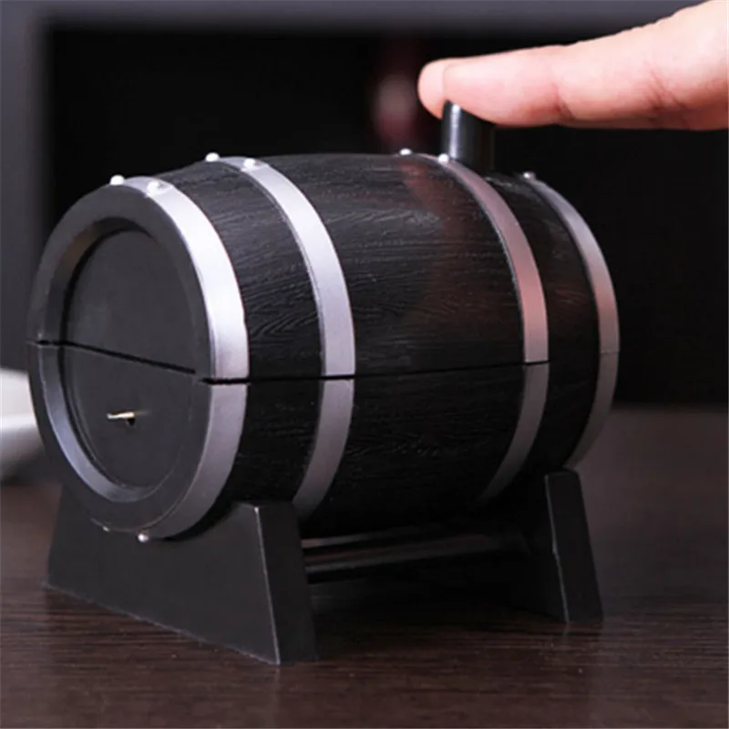 Hot Sale Wine Barrel Plastic Automatic Toothpick Box Toothpick