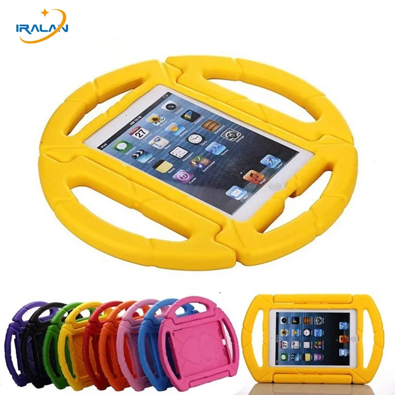 

3D Cartoon Wheel kids Handle Cover for iPad 5 EVA Soft Foam Shockproof Stand Holder Case for iPad Air 1+ screen protector+stylus