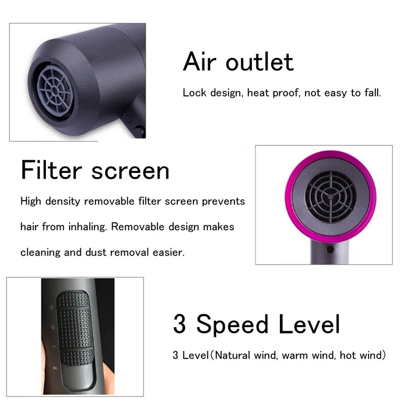 Professional Hair Dryer Hair Blow Dryer Fast Straightening Hot Air Styler 3 Heat Setting Drying Blower Styling Tools Styler