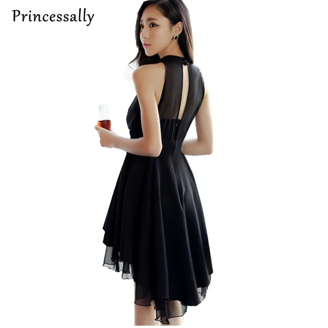 Black High Low Halter Dress